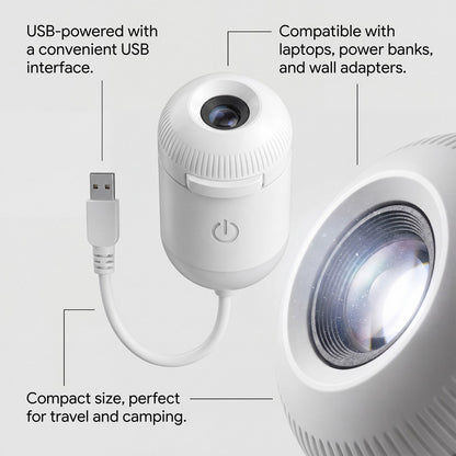 USB-Powered Starry Sky Projection Night Light for Ambient Bedroom and Nursery Lighting