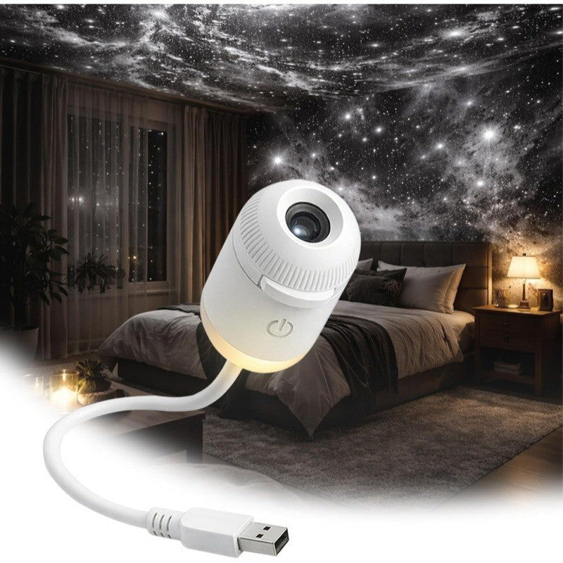 USB-Powered Starry Sky Projection Night Light for Ambient Bedroom and Nursery Lighting