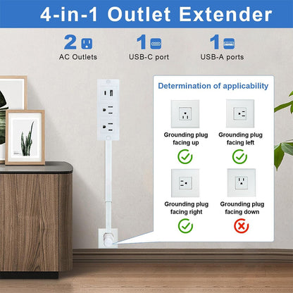 Electrical Outlet Expander with Rotating Power Socket for Sofas, Nightstands, and Desks