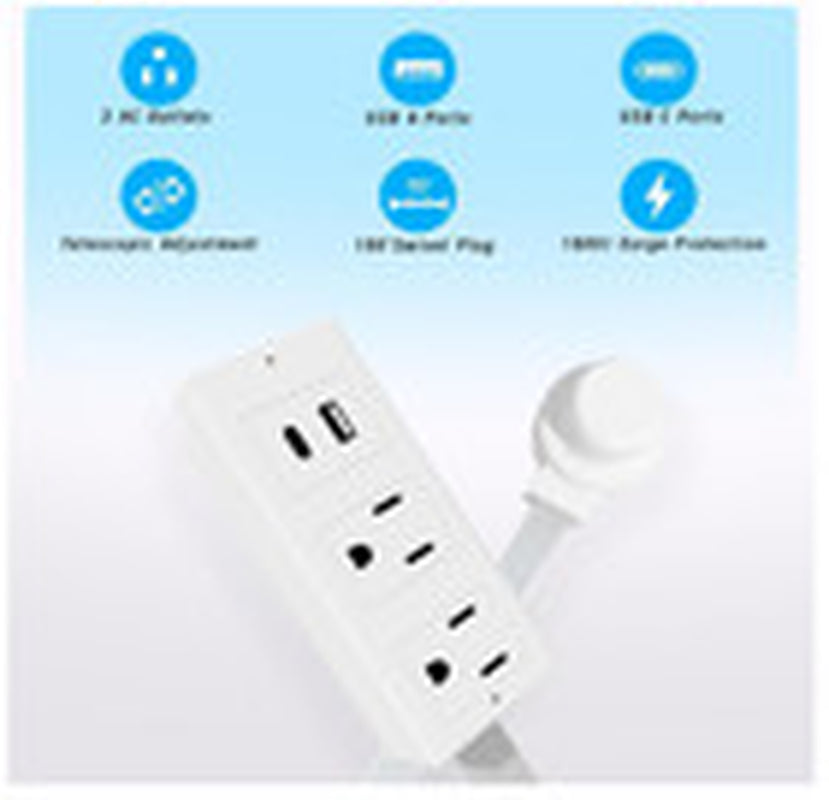 Electrical Outlet Expander with Rotating Power Socket for Sofas, Nightstands, and Desks