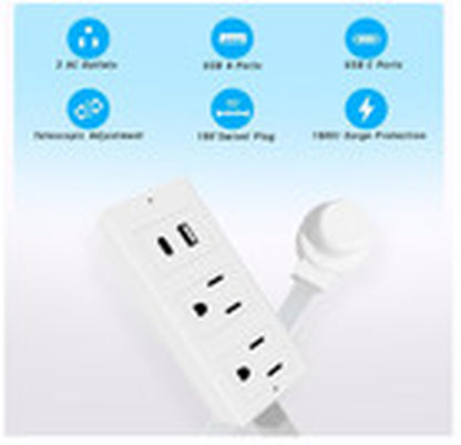 Electrical Outlet Expander with Rotating Power Socket for Sofas, Nightstands, and Desks