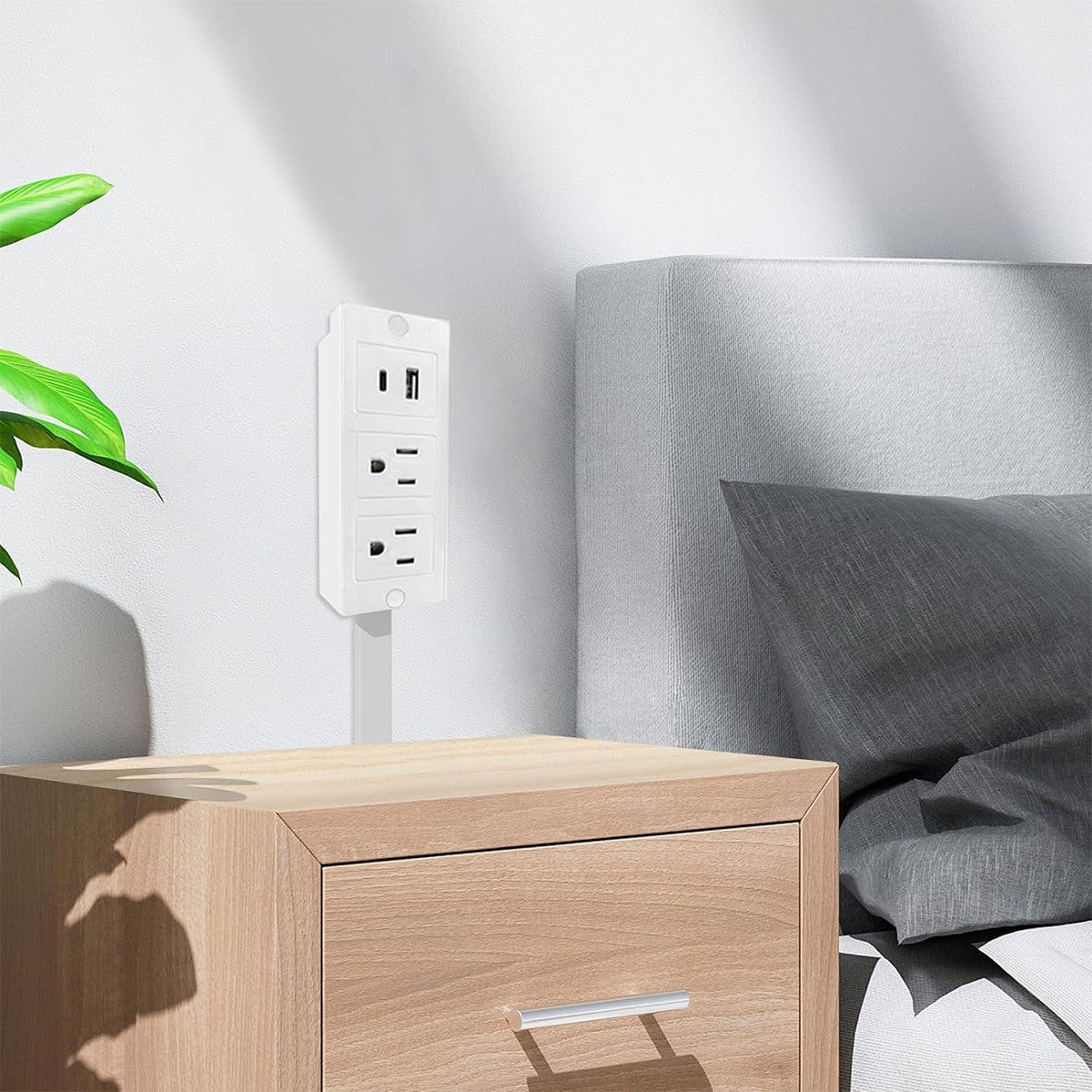 Electrical Outlet Expander with Rotating Power Socket for Sofas, Nightstands, and Desks