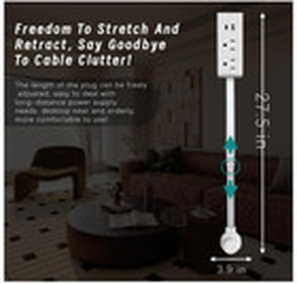 Electrical Outlet Expander with Rotating Power Socket for Sofas, Nightstands, and Desks