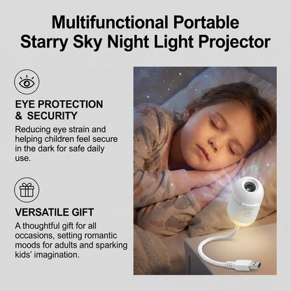 USB-Powered Starry Sky Projection Night Light for Ambient Bedroom and Nursery Lighting