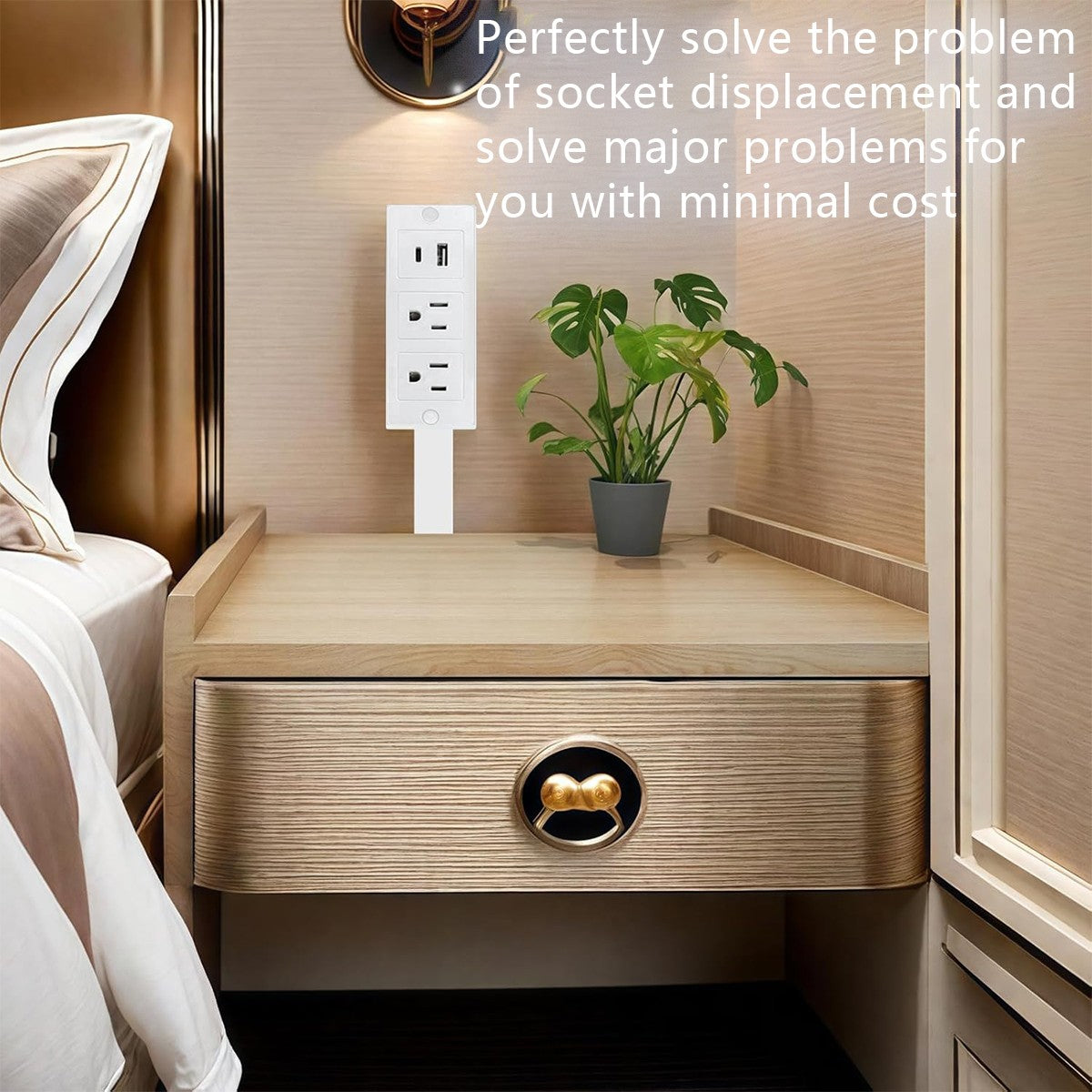 Electrical Outlet Expander with Rotating Power Socket for Sofas, Nightstands, and Desks