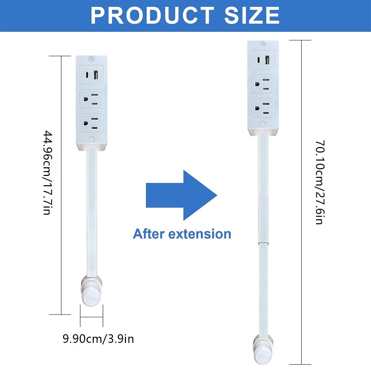 Electrical Outlet Expander with Rotating Power Socket for Sofas, Nightstands, and Desks