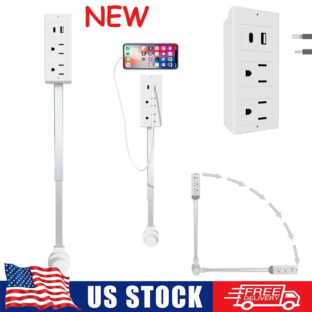 Electrical Outlet Expander with Rotating Power Socket for Sofas, Nightstands, and Desks